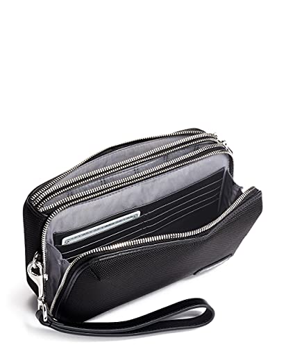 TUMI Black Chrome Triple Zip Clutch