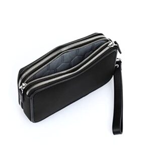 TUMI Black Chrome Triple Zip Clutch