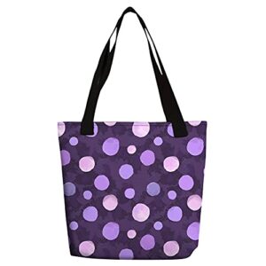 eloria tote bag polka dot printed designer cotton canvas fabric hand bag size: 13 x 13 inches i color: violet