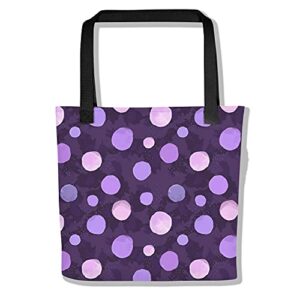 eloria Tote Bag Polka Dot Printed Designer Cotton Canvas Fabric Hand Bag Size: 13 x 13 Inches I Color: Violet