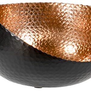 Red Co. 10 inch Decorative Hand-Hammered Aluminum Slant Cut Centerpiece Bowl, Black/Copper