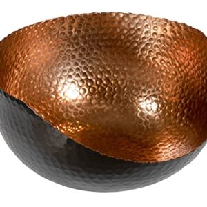 Red Co. 10 inch Decorative Hand-Hammered Aluminum Slant Cut Centerpiece Bowl, Black/Copper