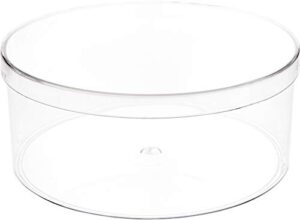 pioneer plastics 185c clear round plastic container, 7.375″ w x 3″ h, pack of 4