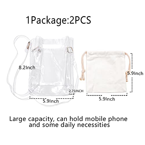 Zeelina PVC Clear Crossbody Bags Transparent Messenger Tote Bags Stadium Travel Daily Jelly Purse Shoulder Bag For Women and Girls