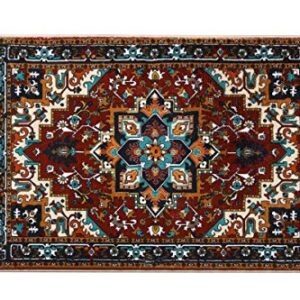 YoKii Southwest Persian Oriental Bathroom Rug Shaggy Soft Faux Wool Rubber Backing Non-Slip Bath Mat Boho Vintage Tribal Traditional Shag Bath Rugs Floral Medallion Washable (Red, 16 x 24)