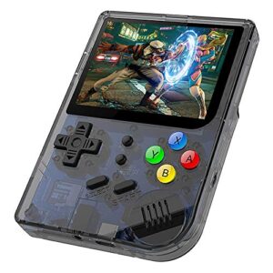 dreamhax rg300 portable game console with open source system preload 10000 games, handheld video games player with 16g + 32g tf card 3 inch ips screen, arcade retro games gifts (black transparent )