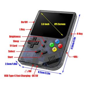 DREAMHAX RG300 Portable Game Console with Open Source System Preload 10000 Games, Handheld Video Games Player with 16G + 32G TF Card 3 Inch IPS Screen, Arcade Retro Games Gifts (Black Transparent )