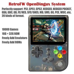 DREAMHAX RG300 Portable Game Console with Open Source System Preload 10000 Games, Handheld Video Games Player with 16G + 32G TF Card 3 Inch IPS Screen, Arcade Retro Games Gifts (Black Transparent )