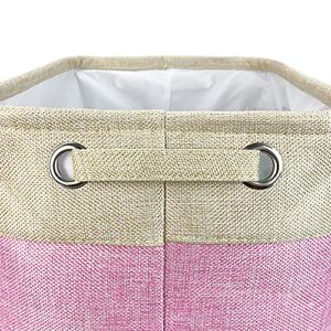 MALIHONG Personalized Foldable Storage Basket with Lovely Dog Yorkie Collapsible Sturdy Fabric Bone Pet Toys Storage Bin Cube with Handles for Organizing Shelf Home Closet, Pink and White