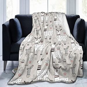 llama and cactus flannel reversible sherpa throw blanket fuzzy and soft fleece bed blanket50 40 inches