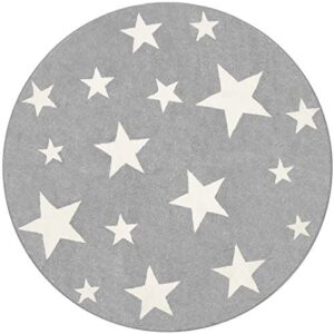 topotdor stars round rug starry sky stars area rug soft durable washable for nursery playroom classroom (grey,47 inch)
