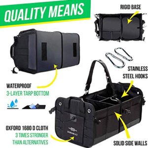 DURABLEZ 4 Compartment Separable Collapsible Car Trunk Storage Organizer for SUV Minivan Truck Sedan - XXL, Black