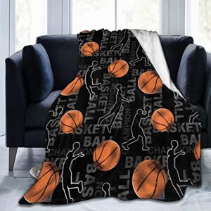 Basketball Sport Flannel Reversible Sherpa Throw Blanket Fuzzy and Soft Fleece Bed Blanket