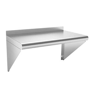 hoccot wall stainless steel shelf 12 x 24”, heavy duty 250 lb metal shelf, commercial wall mounted floating shelving for kitchen, restaurant, food truck, garage, laundry room