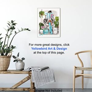 Glam Fashion Wall Art & Decor - Girls Bedroom Living Room Teens Room - Light Blue Designer Poster Picture - Housewarming Daughter Friend Gifts for Women - African American Woman - Black Afro Girl