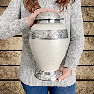 Ayerloom Urn for Human Ashes, Pearl White Adult Memorial Urn for Mom, Dad, Husband or Wife, Matching Keepsake Urn Available, Several Color Choices, Funeral Cremation Urn