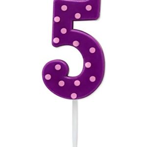 Papyrus Number 5 Birthday Candle, Purple Polka Dots (1-Count)