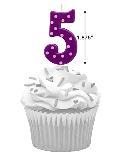 Papyrus Number 5 Birthday Candle, Purple Polka Dots (1-Count)