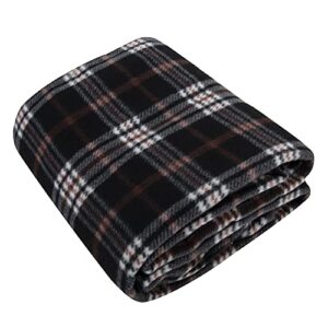 50×60 throw blankets, plaid fleece throw blankets for bedroom, couch, livingroom, chair, pets, outdoors (brown)