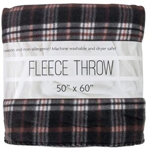 50x60 Throw Blankets, Plaid Fleece Throw Blankets for Bedroom, Couch, Livingroom, Chair, Pets, Outdoors (Brown)