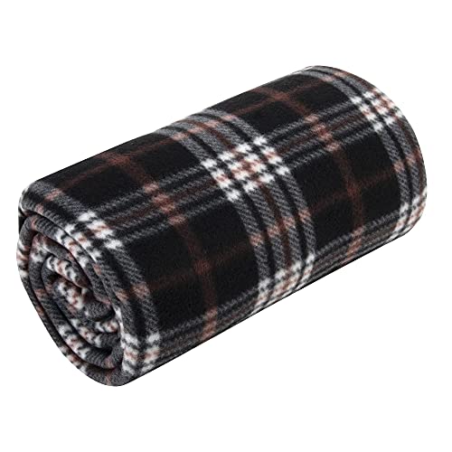 50x60 Throw Blankets, Plaid Fleece Throw Blankets for Bedroom, Couch, Livingroom, Chair, Pets, Outdoors (Brown)