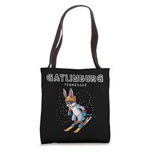 gatlinburg tennessee – funny ski rabbit tote bag