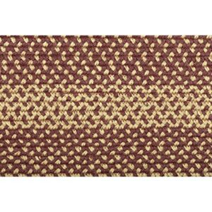 VHC Brands Burgundy Tan Jute Rug Oval Stencil Stars w/Pad 20x30