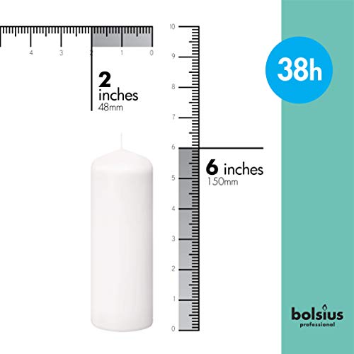 Bolsius White Pillar Candles – 2x6 Unscented Candle Set of 20 – Dripless, Smokeless, and Clean Burning Household Dinner Candles – Perfect for Weddings, Parties, Dinners – 20 Decorative Candles