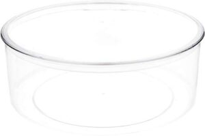 pioneer plastics 240c clear large round plastic container, 8″ w x 3″ h, pack of 4