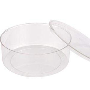 Pioneer Plastics 240C Clear Large Round Plastic Container, 8" W x 3" H, Pack of 4