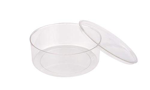 Pioneer Plastics 240C Clear Large Round Plastic Container, 8" W x 3" H, Pack of 4