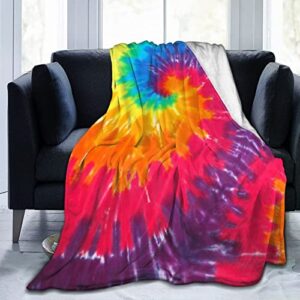 tie dye abstract fleece throw blanket, fuzzy warm throws for winter bedding, couch and plush house warming decor gift idea (60″x50″)