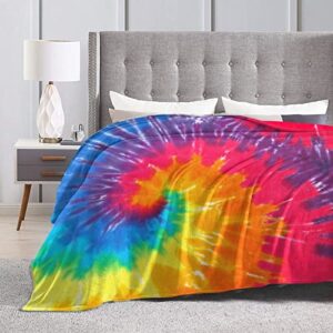 Tie Dye Abstract Fleece Throw Blanket, Fuzzy Warm Throws for Winter Bedding, Couch and Plush House Warming Decor Gift Idea (60"x50")