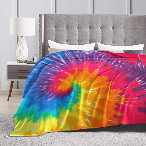 Tie Dye Abstract Fleece Throw Blanket, Fuzzy Warm Throws for Winter Bedding, Couch and Plush House Warming Decor Gift Idea (60"x50")