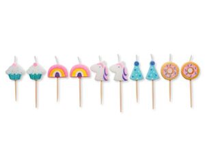 papyrus birthday candles, unicorns and rainbows (10-count)