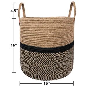 CHICVITA Extra Large Jute Basket with Handles Blanket Basket Home Decor (Set of 2)