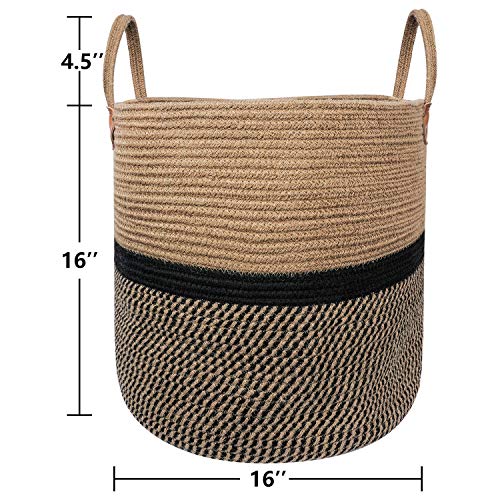 CHICVITA Extra Large Jute Basket with Handles Blanket Basket Home Decor (Set of 2)