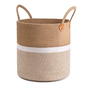 CHICVITA Extra Large Jute Basket with Handles Blanket Basket Home Decor (Set of 2)