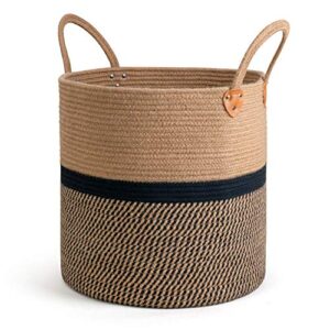 CHICVITA Extra Large Jute Basket with Handles Blanket Basket Home Decor (Set of 2)