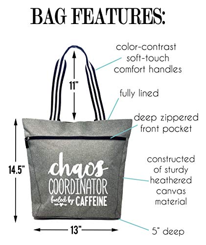 Boss Lady Gifts for Women - Cute Zippered Pocket Canvas Tote Bag Gift Ideas for Women, Female Bosses, Coworker, New Manager, Chaos Coordinator - Christmas, Birthday, Thank You Office Appreciation Gift