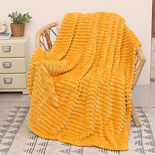 Catalonia Yellow Fleece Throw Blanket for Couch, Super Soft Fuzzy Plush Blanket for Adults and Kids, All Seasons Lounging Velvet Blanket, Living Room Decor Blanket