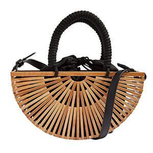 ruler truth bamboo handbag women’s tote bag by handmade straw purse built-in storage bag