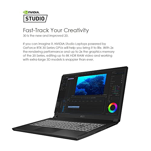 MSI Creator 17 Professional Laptop: 17.3" UHD 120Hz 100% Adobe RGB Display, Intel Core i7-11800H, NVIDIA GeForce RTX 3070, 16GB RAM, 1TB NVME SSD, Thunderbolt 4, Win10 PRO, Core Black (B11UG-494)