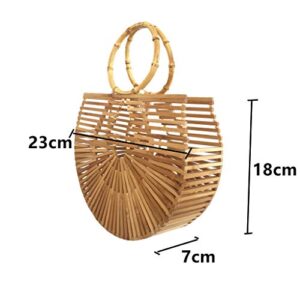 RULER TRUTH Women's Top Handle Bamboo Handbag Summer Beach Large Tote Bag