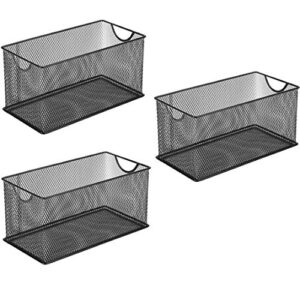 goldorcle set of 3 household wire mesh metal steel storage basket organizer cd storage boxes organizer bin container tote with handles for home office 10.5″ x 5.5″ x 5.5″