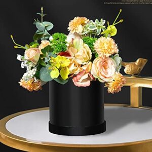 Round Box for Flower Packaging Luxury Paper Cardbord Boxes with Lids for Valentine's Day Wedding DIY Decoration Jewelry Storage Accessories (Black)