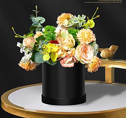 Round Box for Flower Packaging Luxury Paper Cardbord Boxes with Lids for Valentine's Day Wedding DIY Decoration Jewelry Storage Accessories (Black)