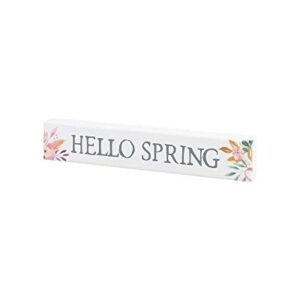 Collins Painting 'Hello Spring' Mini Floral Shelf Sitter Sign - Wooden Tabletop Decoration for Spring, Easter Home Decor