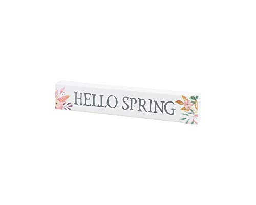 Collins Painting 'Hello Spring' Mini Floral Shelf Sitter Sign - Wooden Tabletop Decoration for Spring, Easter Home Decor