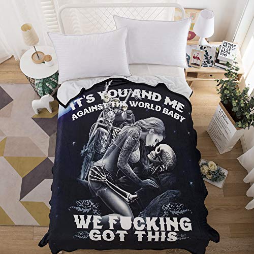 Vanson Ride or Die Motorcycle Biker Lovers Luxury Royal Plush Blanket, Soft Blanket Throw 80"x60" inch (Style 2)